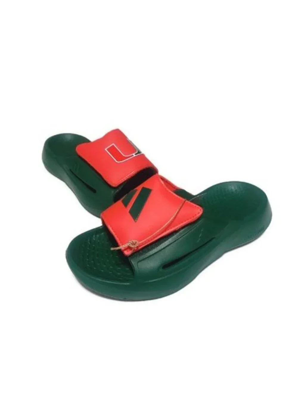Miami Hurricanes adidas Lightblaze Slide Mens Size 7 Womens Size 8 Sandals Green